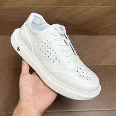 BB3558爆款皮面运动板鞋休闲男鞋旋转扣潮鞋 白色