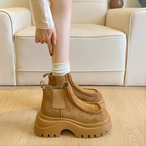 涌哥女鞋 7006 松糕厚底马丁靴美拉德工装靴百搭气质短靴潮